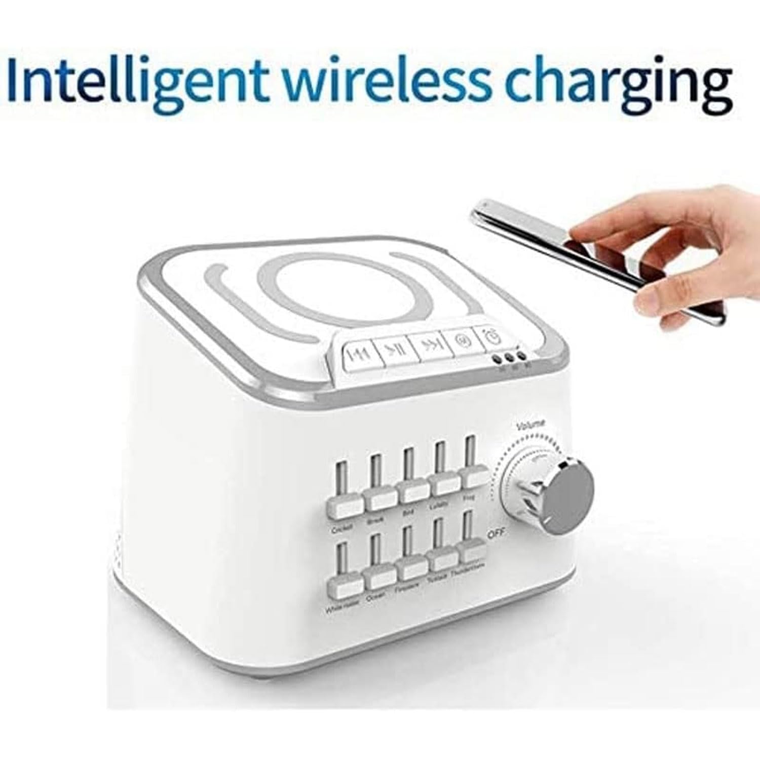 Máquina De Ruido Blanco Inalámbrica, Ayuda Portátil para Dormir con 10 Fuentes De Sonido con Función De Carga Inalámbrica, Máquina De Sonido Bluetooth De Tono Ajustable De 3 W, para Niños