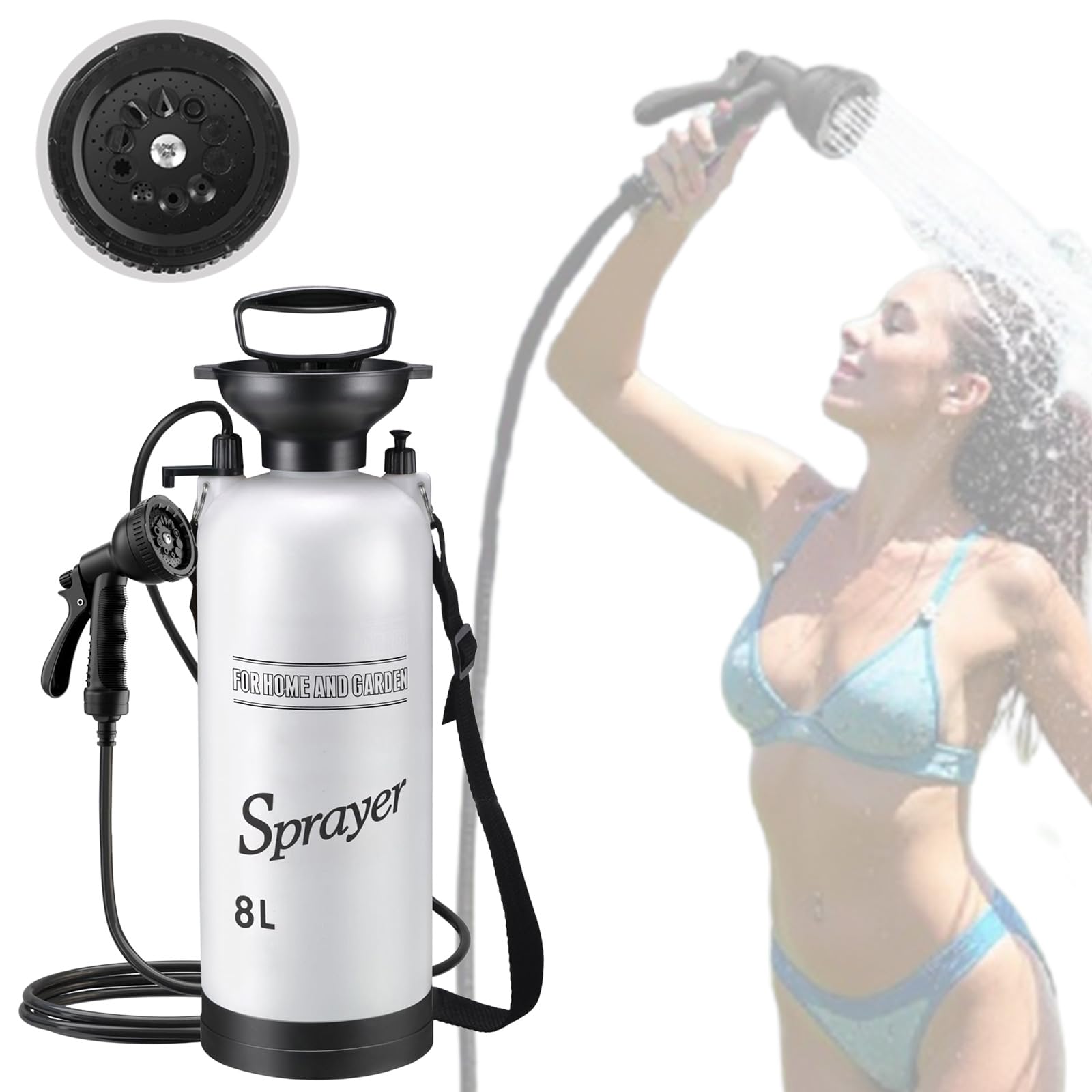 Ducha portátil para Acampar, rociador a presión, sin Electricidad, Bomba Manual, para Playa, Mascotas y Limpieza de vehículos