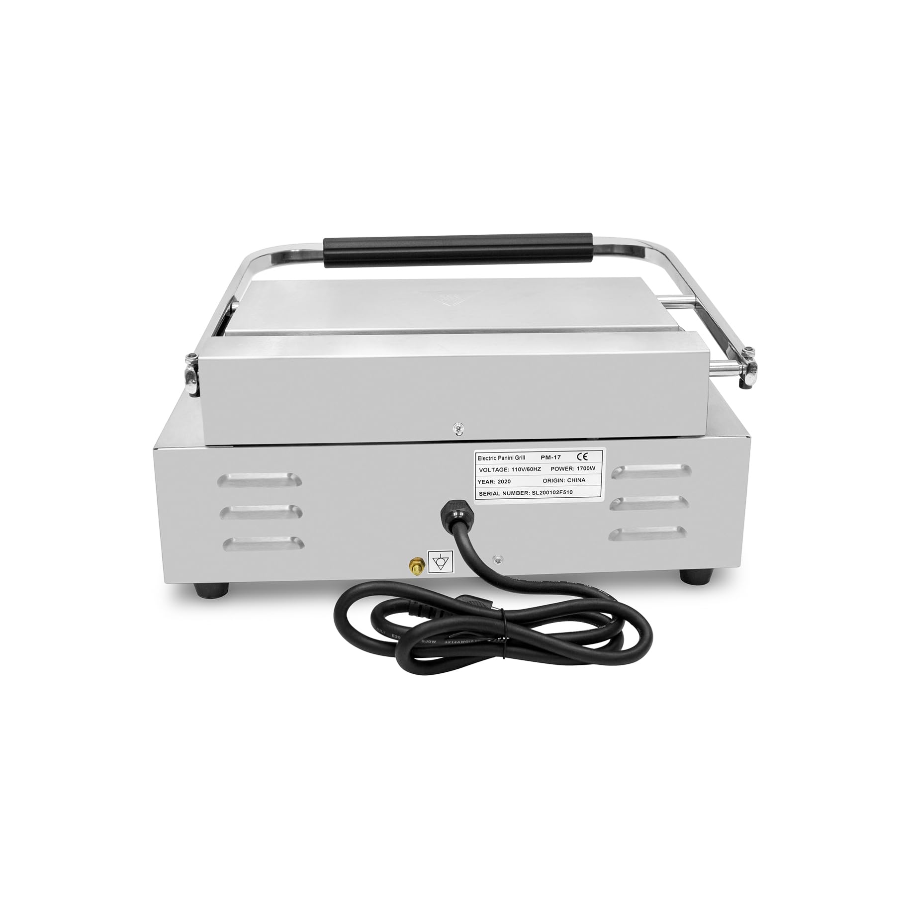 KWS PM-17 Premium - Parrilla eléctrica comercial de 110 V Panini de 1700 W con placas ranuradas, superficie de cocción de 13.5 x 9.25 pulgadas 4
