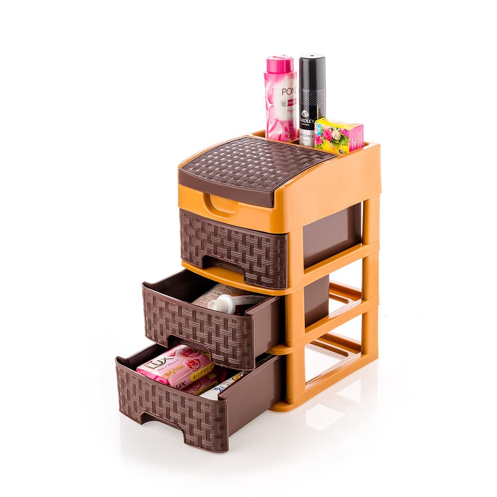 Primelife Plastic Multipurpose Drawer System Organizer Rack for Home and Kitchen 3 Layer Drawer Plastic Storage Organizer 20 x 17 x 29.2 CM Small Size (Brown)(3 XL - Teblo) (B09MNJHKB3) Amazon Price History, Amazon Price Tracker