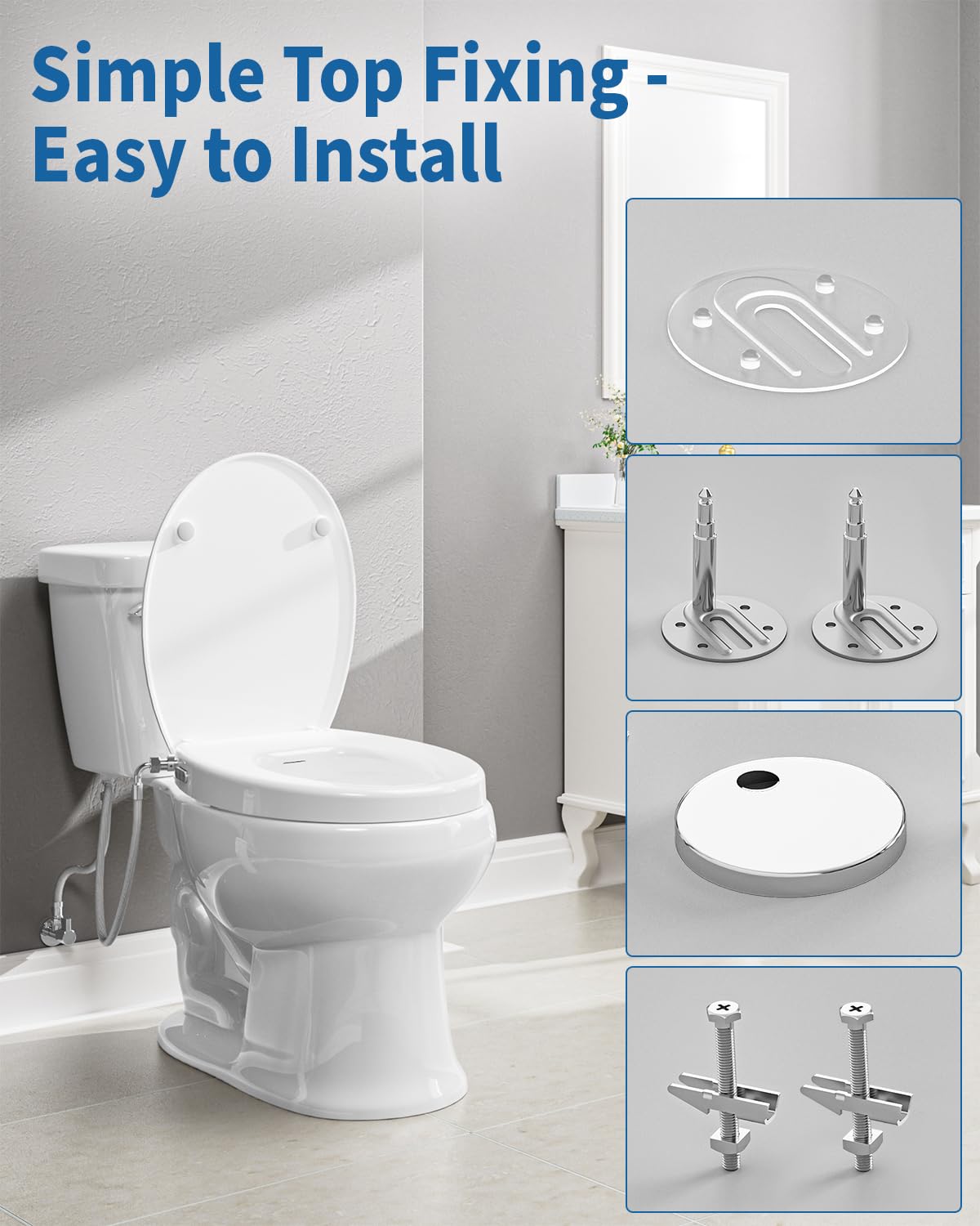 Bidet Toilettensitzerhöhung mit Deckel 5 cm, Weiß Oval