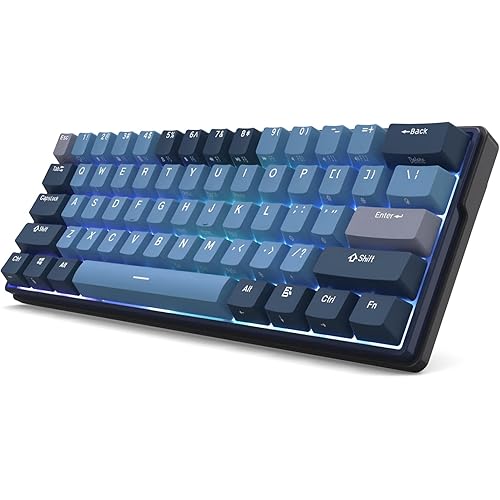 RK ROYAL KLUDGE RK61 Plus Wireless Mechanical Keyboard, 60% Percent Gaming Keyboard with Bluetooth/2.4G/Wired, Hot Swappable RGB PC Keyboards with USB Hub for Win/Mac, Silence Linear SkyCyan Switches