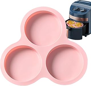 KIPTVO Air Fryer Egg Mould, Silicone Muffin Trays, Silicone Cake Moulds for Baking, Silicone Air Fryer Egg Mold, Silicone Silicone Waffle Mould, 3-Chamber Heat Resistant Silicone Muffin Pan for