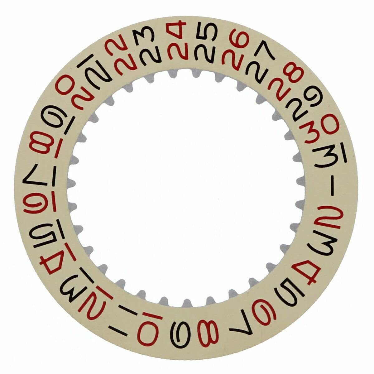 Ewatchparts Date Disc Compatible With Rolex 1530-1570 Movement Champagne Yellow With Red/Black Numbers