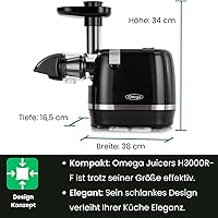 Vista 4 de Omega Exprimidor H3000R Extractor de masticación lenta, 150 vatios, color negro
