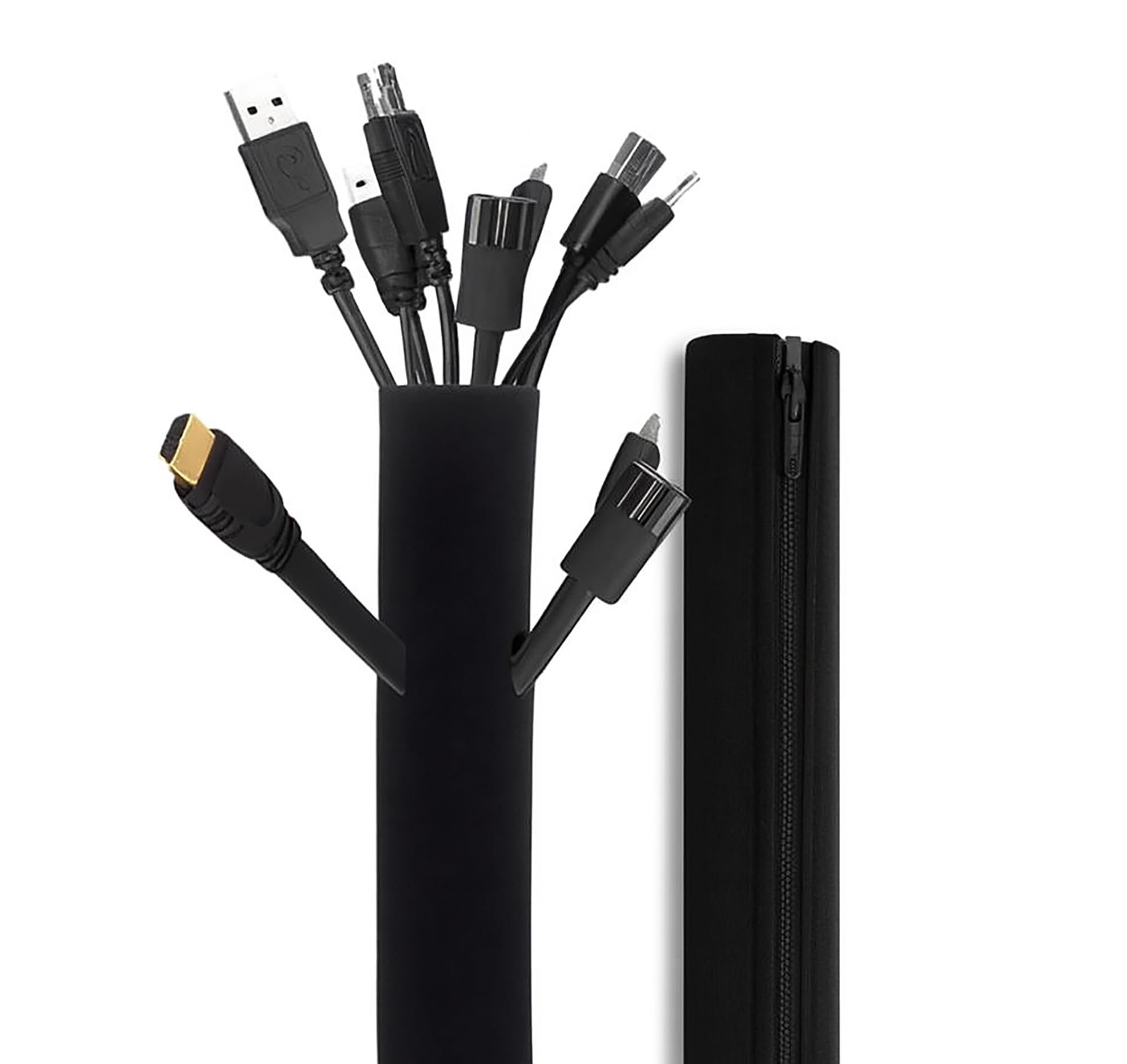 OIVO INDIA Cable Management Sleeves,Cord Management Cover with Zipper for TV/Computer/Home Entertainment Cable Wrap Organizer (48 CM/19 Inch) - 2 Pieces