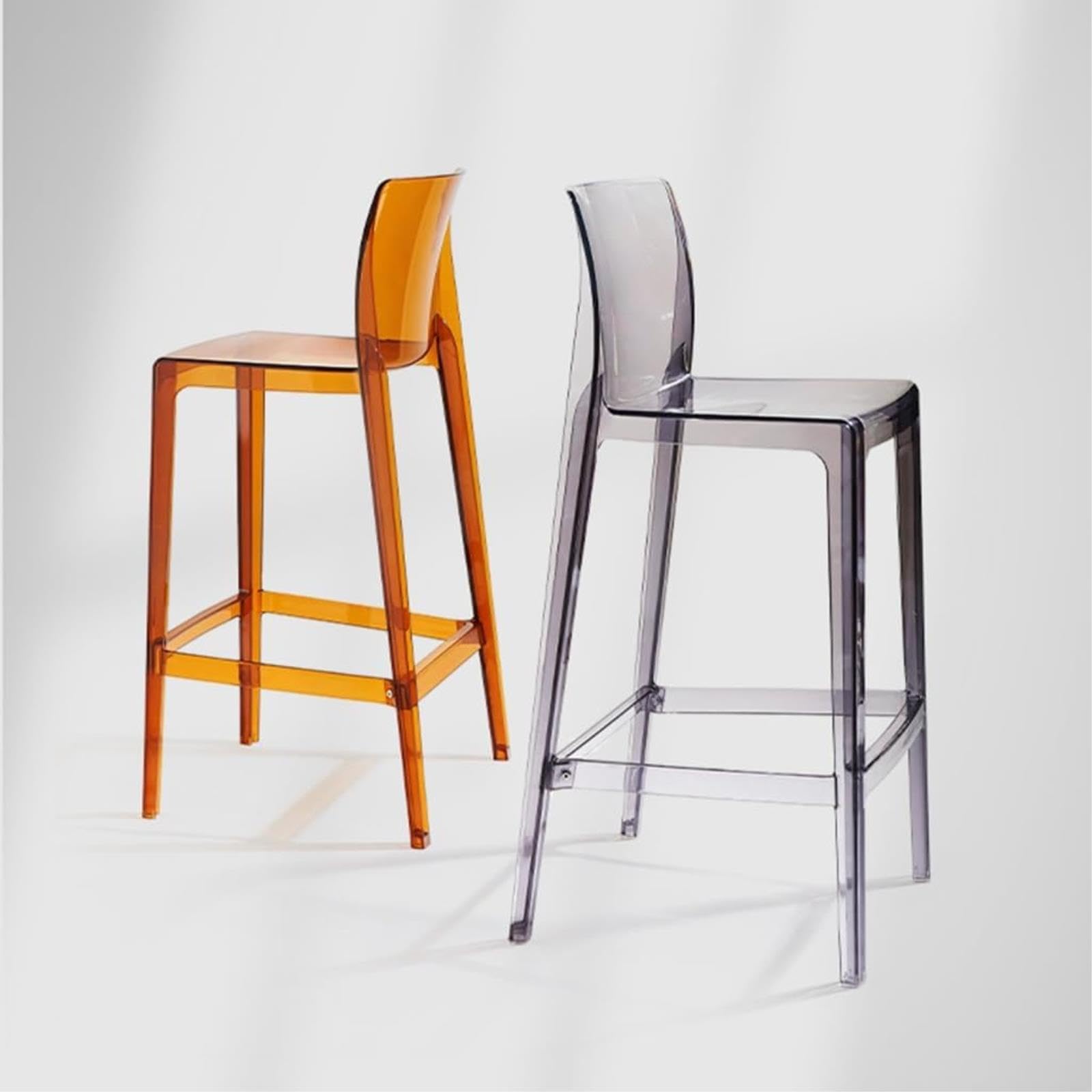 Sgabello da Banco in Acrilico Moderno, Sedia da Bar Alta Trasparente per Cucina, Sala da Pranzo, Soggiorno E Pub, Sgabello in Plastica Trasparente con Telaio Robusto (Amber 44 * 49 * 104cm)