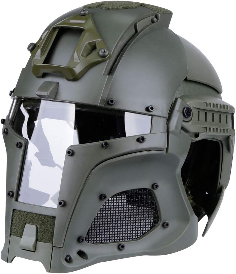 iMeshbean® Tactical Helmet Protective Fast Helmet Full Face Mesh Mask with Goggle for Outdoor Activity