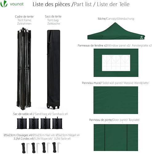 Miniatura 2 de VOUNOT Tienda de campaña desplegable de 10 x 10 pies con paredes laterales, toldo impermeable instantáneo resistente con bolsa enrollable y pesas