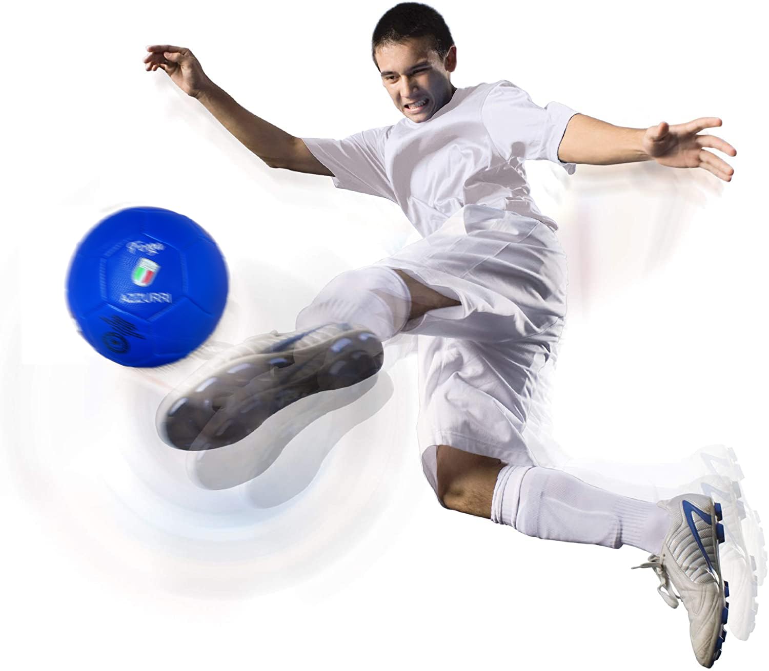 Pallone da Calcio Modello Italia. Blu. Palla Realizzata in HF PVC. Adulti Ragazzi e Bambini (Misura 5 - Grande)