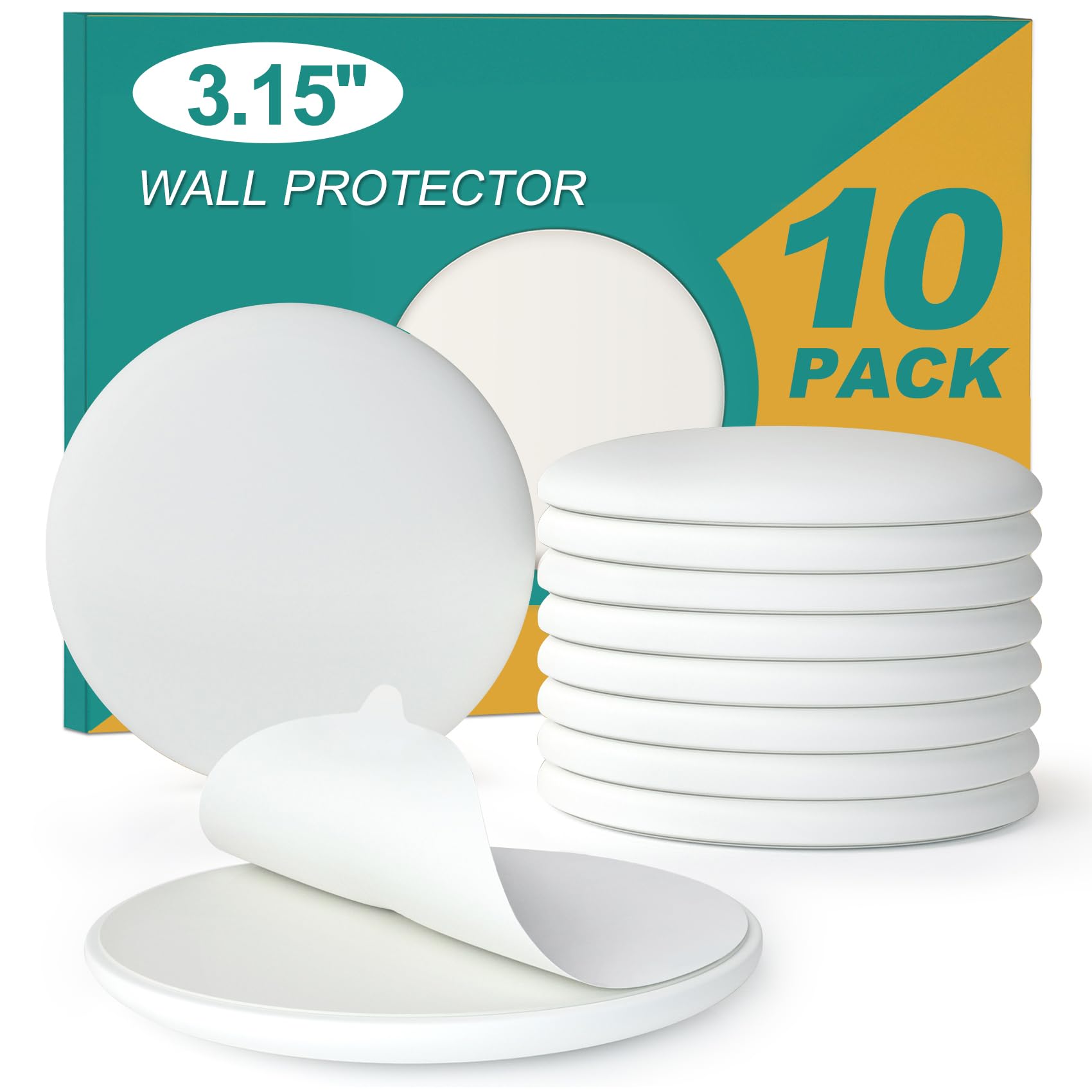 Photo 1 of 10-Pack Door Stoppers Wall Protector, [3.15"] Large White Silicone Door Bumpers with Strong Thickened Adhesive,Shock Absorbent Door Knobs Wall Protectors to Cover up Damage and Protect Wall Surfaces