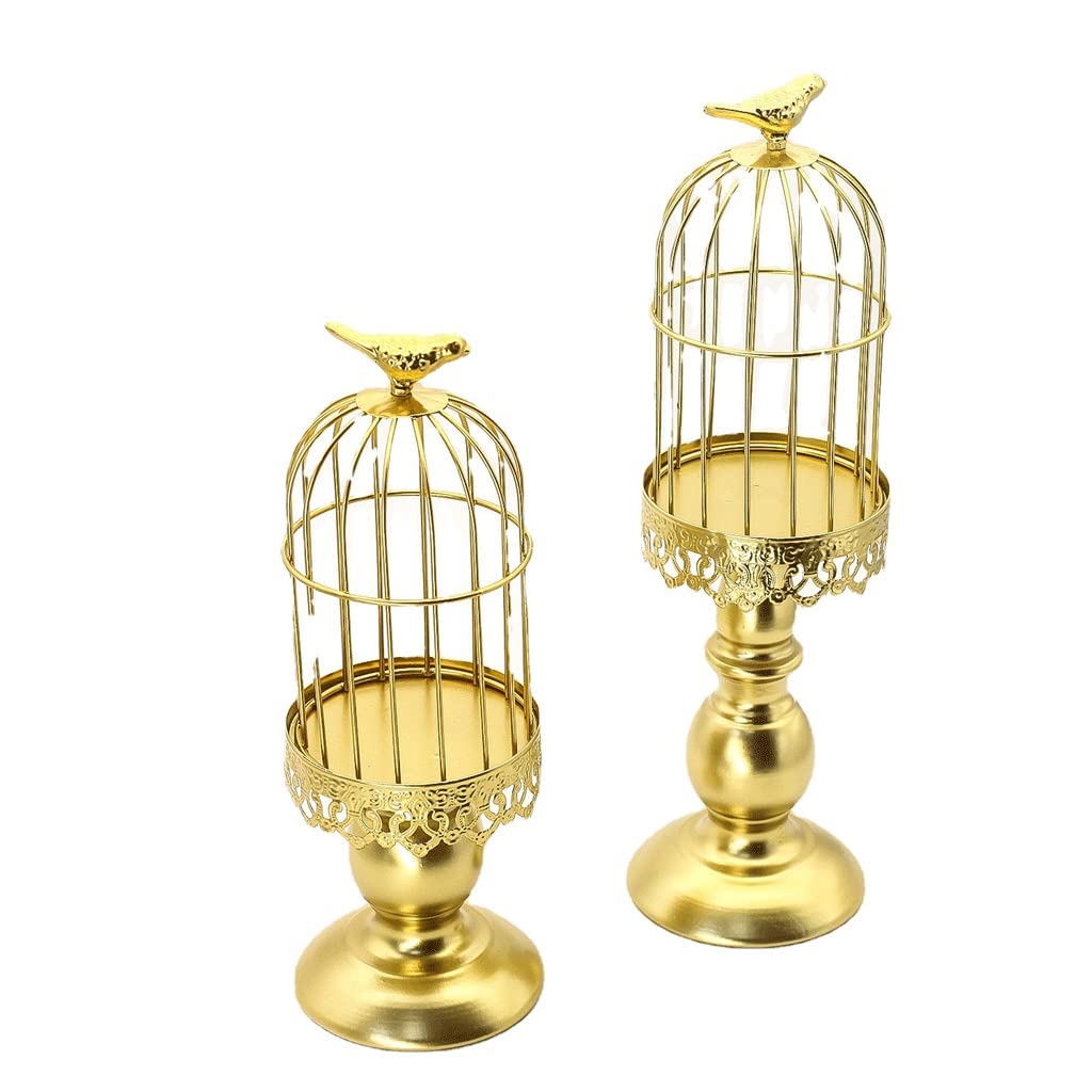HTTGDGDH Birdcage Candle Holder Iron Wedding Table Light Dinner Decoration Ornaments,Argento-30CM