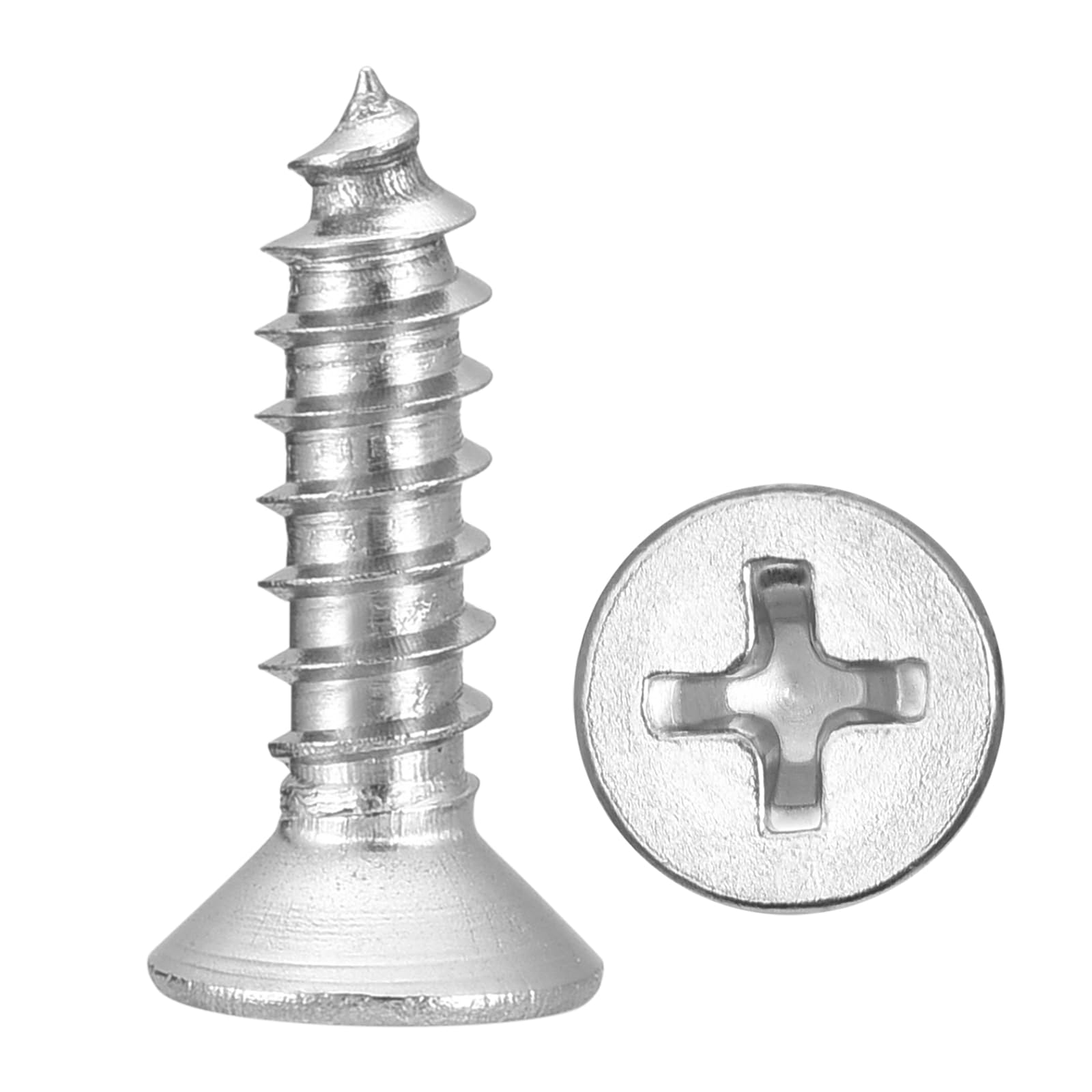 METALLIXITY Countersunk Phillips Wood Screw (#7x5/8") 100Pcs, 304 Stainless Steel Coarse Thread Phillips Drive Flat Head Wood Screws - for Furniture Installation Repair, Silver โ image 1