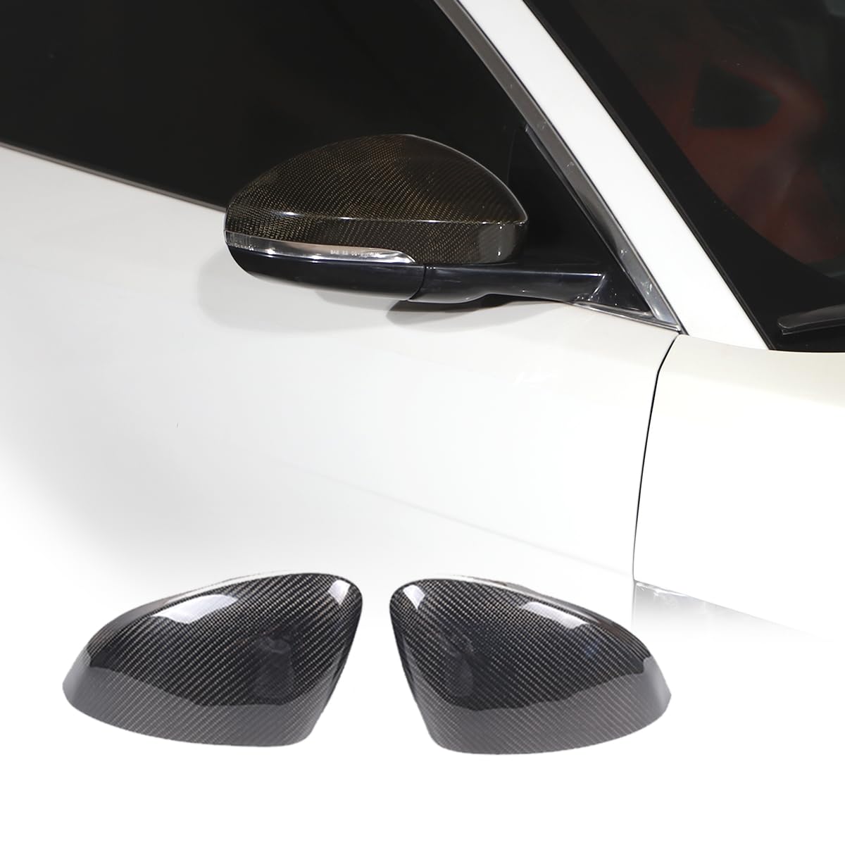 Carbon Fiber Mirror Caps For Jaguar F-Type 2013-2021 - Add-On Cover Caps, 3K Weave, Exterior Upgrade