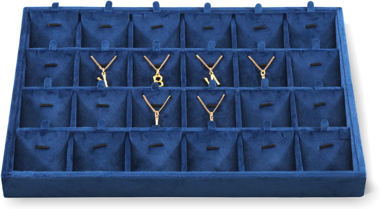 Necklace Display Tray, Velvet Jewelry Organizer, Premium Pendant Display,Luxury Earrings Organizer,Blue Necklace Organizer