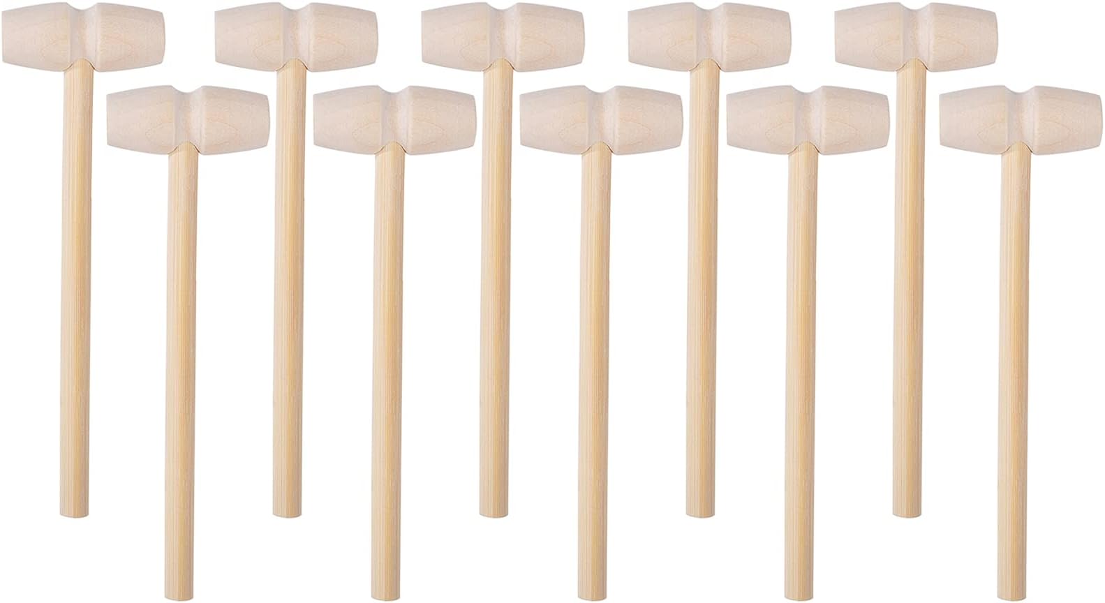 Mini Wooden Hammer Mallet，Wooden Crab or Lobster Mallets Wooden Hammer for Chocolate Natural Wood Hammer for Kids Creative Hammering Educational Toy (10Pcs)