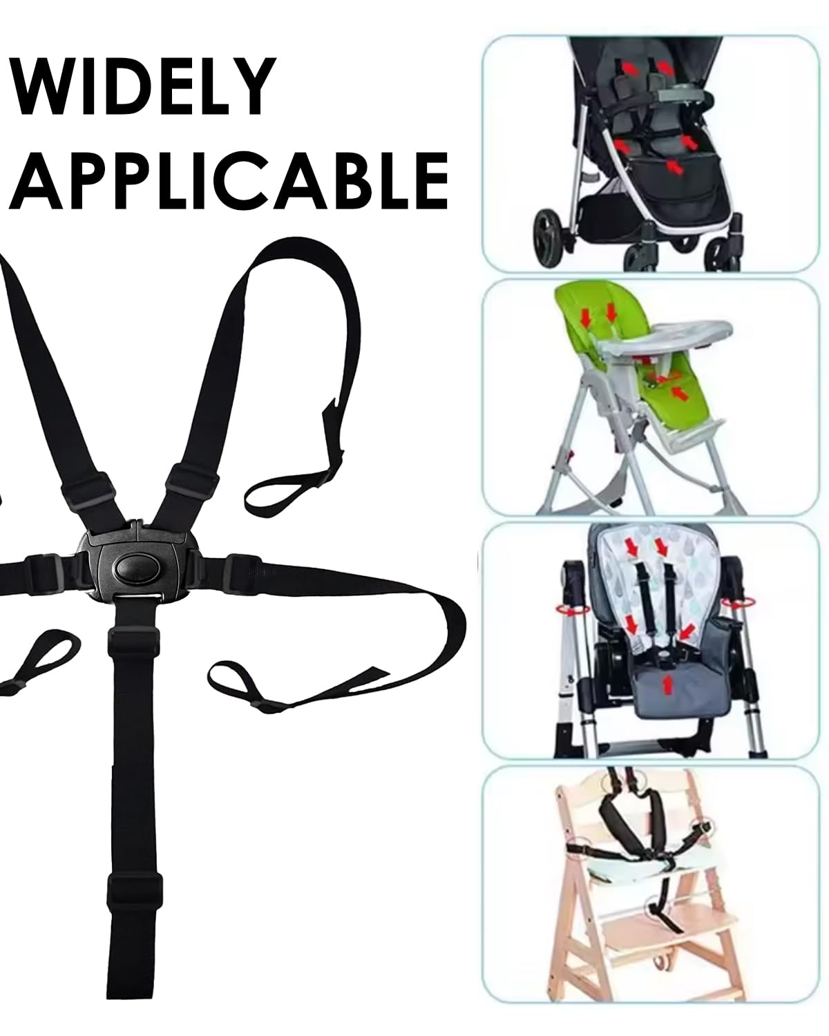 Cinture Universali Regolabili per Seggiolone e Passeggino,Cinghie di Sicurezza a 5 Punti per Bambini,Imbracatura per Seggiolino Auto e Carrozzina,Adatte per la Maggior Parte dei Modelli