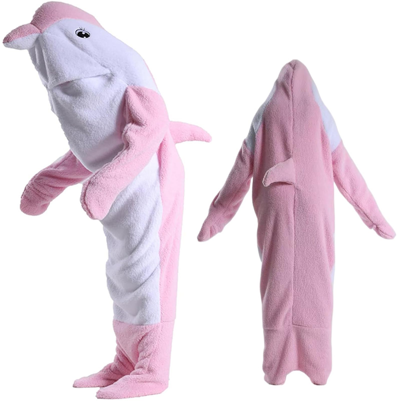 HULG Dolphin Blanket Onesie Adults - Soft Cozy Dolphin Blanket - Wearable Fleece Throw Flannel Dolphin Tail Hoodie - Oversized Dolphin Sleeping Bags Costume For (Pink,M)