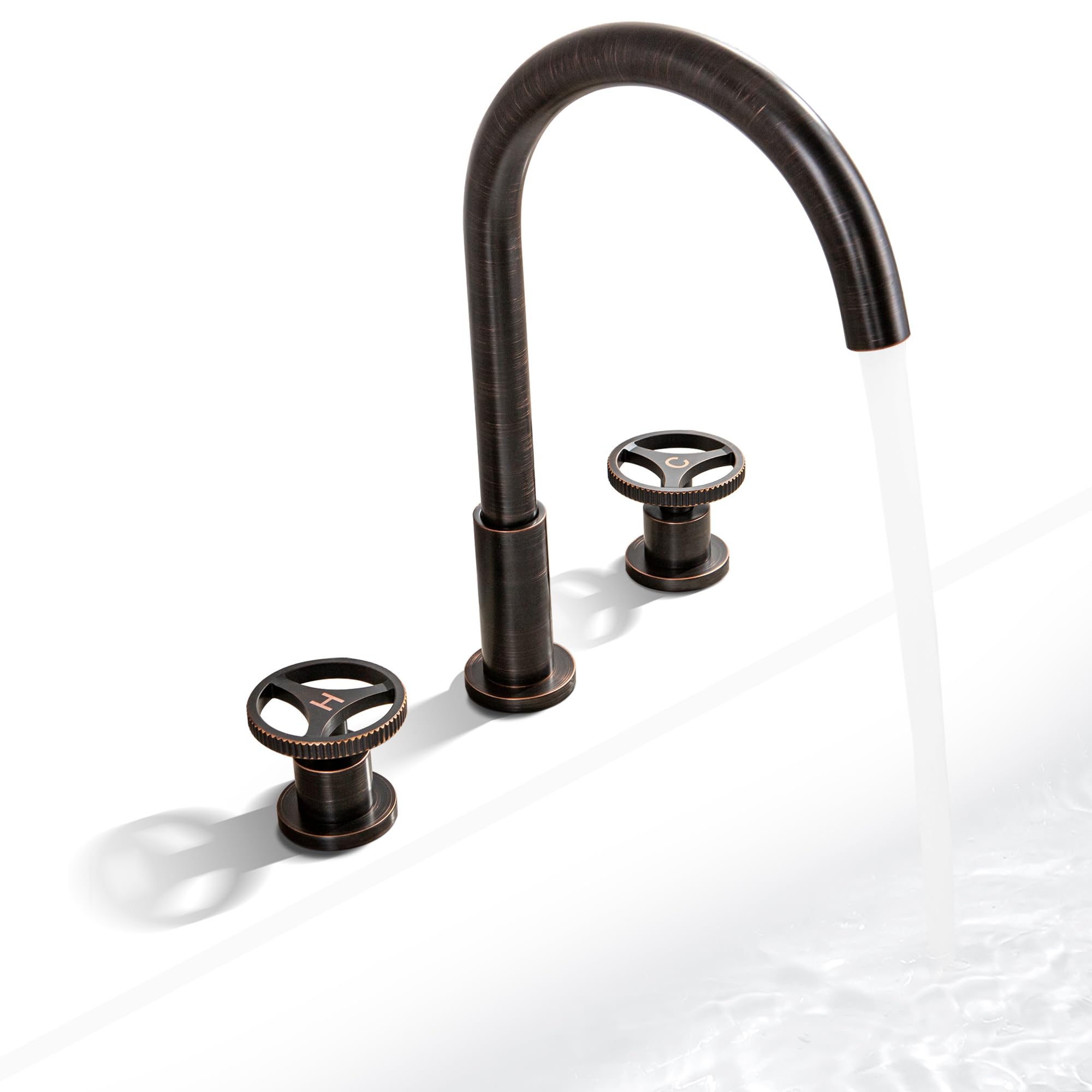 Photo 1 of SKOWLL Oil Rubbed Bronze Bathroom Faucet, Widespread Vanity Faucets 3 Hole