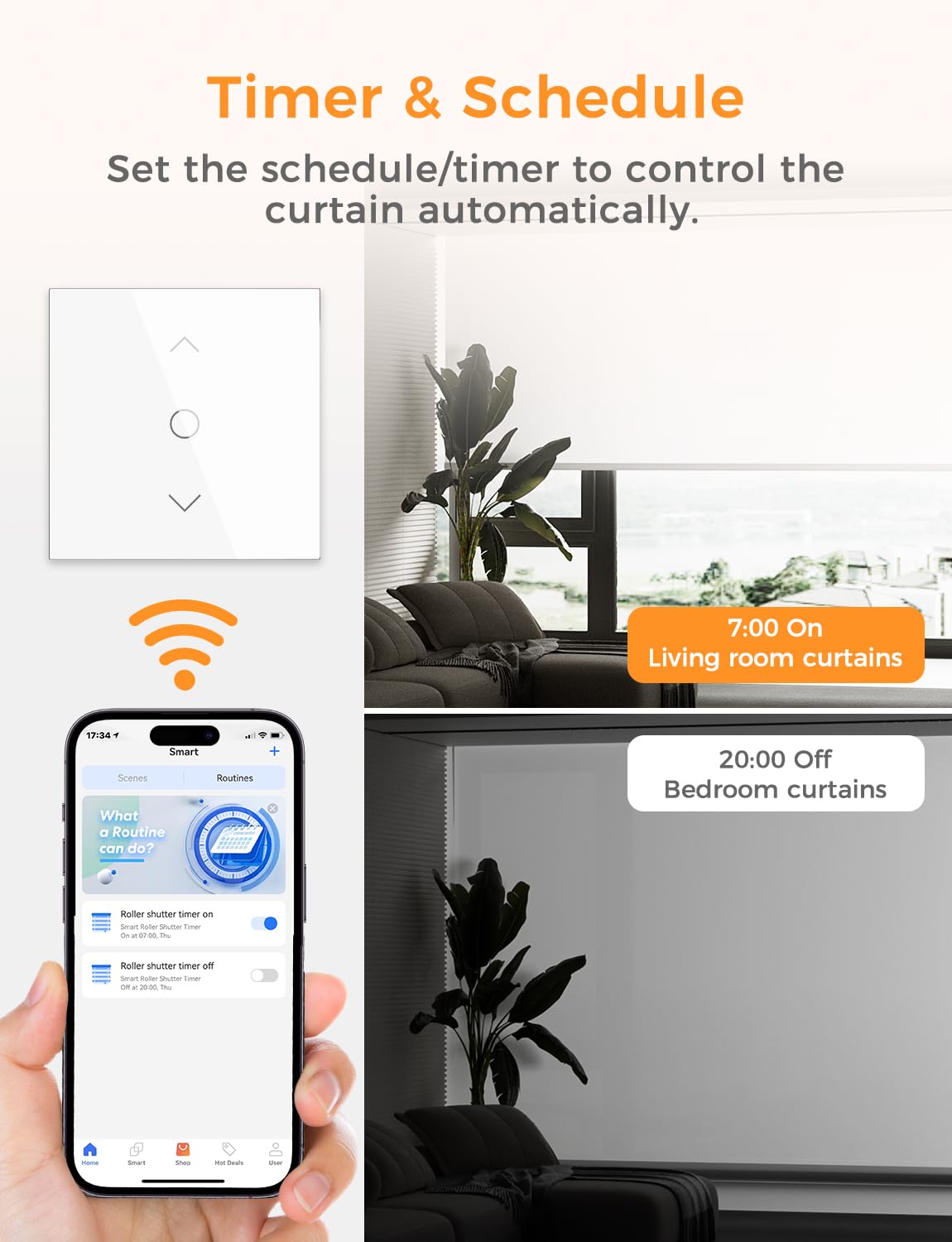 Refoss Interruptor de Persianas WiFi con Apple HomeKit, Interruptor de Cortina Táctil Inteligente con Control Porcentual y Temporizador, LED Controlable, Compatible con Siri, Alexa, Google, 2 Piezas