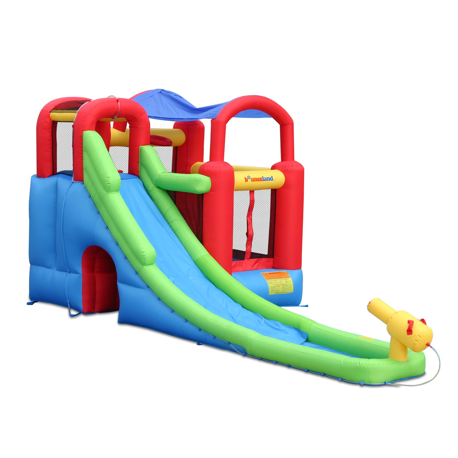 Photo 1 of ***Tube damage***Inflatable Bounce House or Water Slide Wet or Dry with Sun Roof, Ball Pit 30 Balls, Water Gun, Fun Bouncing Area with Basketball Hoop, Long Slide with Climbing Wall, UL Certified Blower Included