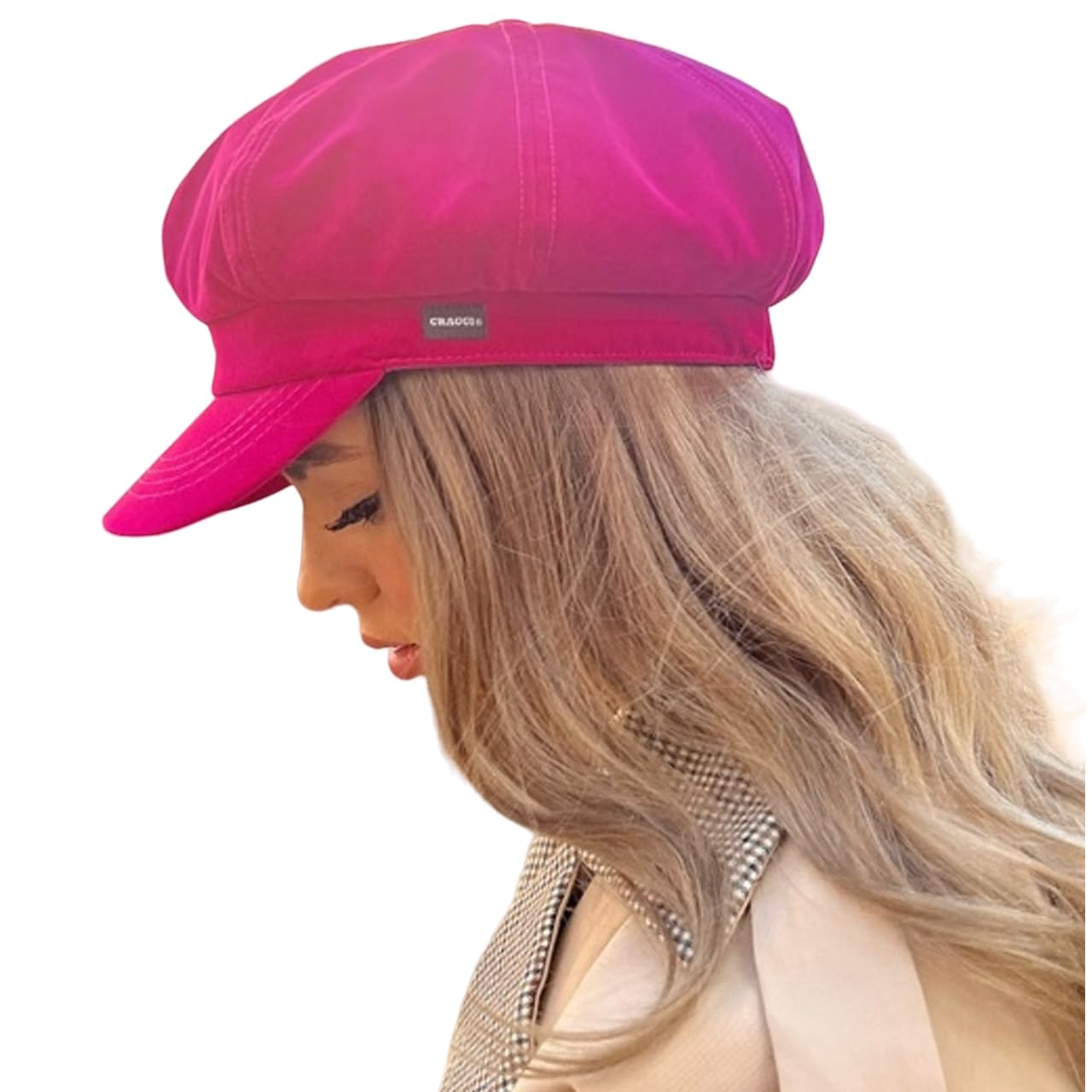 CRAGGI Pink Velvet Baker Boy Cap Newsboy Military Cadet Vintage Style Hat