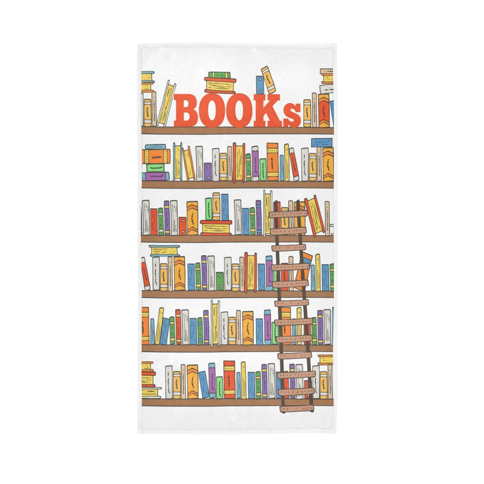 LSRCPD Hand Drawn Doodle Bookshelf Books Ladder Soft Hand Bath Towel 30" x 15" Thin Fast Drying Absorbent Soft Towels for Kitchen Gym Spa Hotel Beach