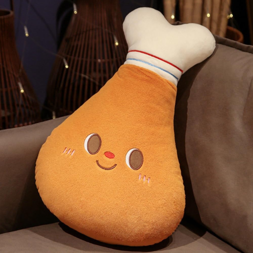 OUKEYI Hamburg toast Bread Plush Toy,Fun Food Plush Pillow,Cute Food Stuffed Animal Toy, Room Decor Holiday Birthday Gift for Kids Boys Girls (chicken legs)