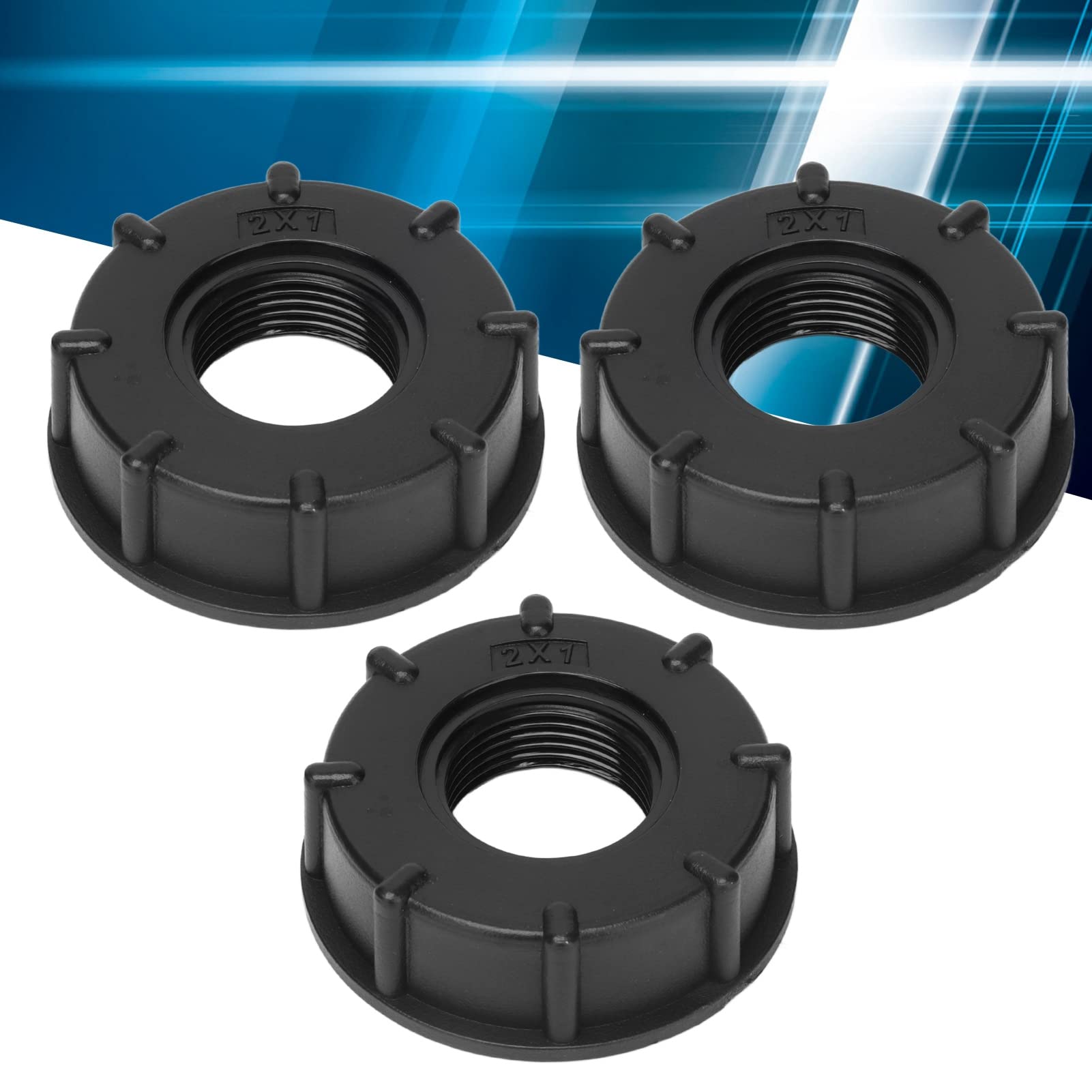Yctze Set Raccordo Serbatoio IBC, Connettore a Filettatura Grossa 60mm, | 3 pezzi, materiale ABS resistente, guarnizione incorporata, tenuta ermetica