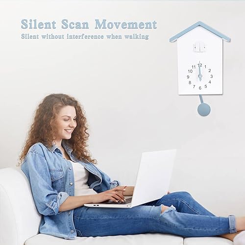 Vista 31 de KEYPOWER Reloj de cuco, reloj de pared de cuco, voz de pájaro cuco, péndulo de diseño con reloj despertador temporizado, casa de pájaros, arte de 5.