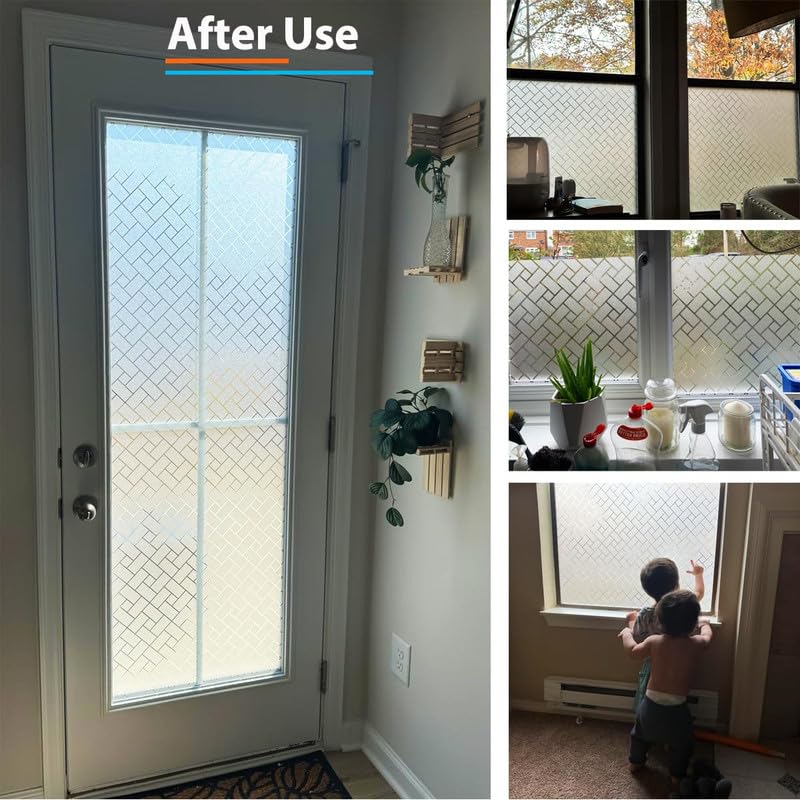 Image of WOO Home Frosted Glass Window Film & Stickers (24 X 72 INCH) Privacy Window Cover for Home & Office - Easy Apply, UV Protection, Removable Decorative Film (Frosted Bamboo Film | 2 X 6 SQFT)