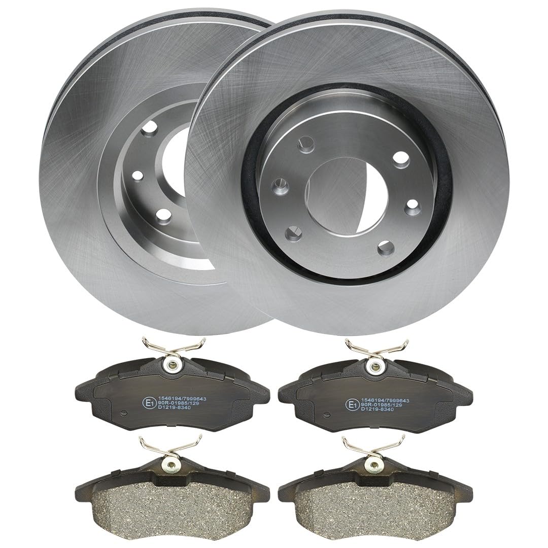RIDEX 3405B1524 Juego para eje Kit de discos de freno y pastillas Delantero con muelle sin perno de sujeción de rueda con chapa antichirrido con tornillos Compatible con CITROËN C3 II SC