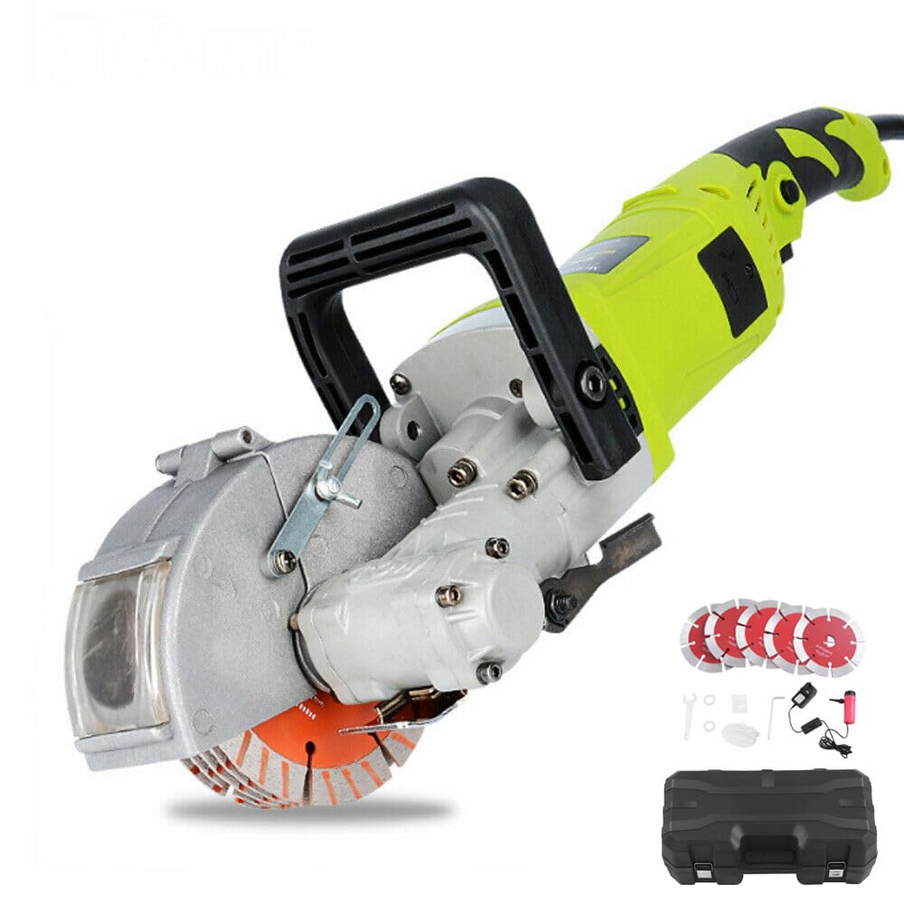 Levkitch Wall Chaser with 5pcs 120mm Saw Blades, 4000W Wall Grooving Machine with Case, Slotter Adjustable Cutting Depth 30mm & Width for Granite Marble Concrete Stone