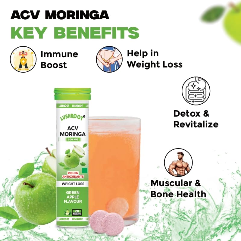 Lushroot ACV Moringa 40 Tablet | Control Cravings I Apple Cider Vinegar, Cinnamon, Guggul I No Pair In Chinese 40 Effervesced Tablet - Green Apple Phalvor, Lushroot ACV Moringa 40 Tablet | Control Cravings I Apple Cider Vinegar, Cinnamon, Guggul I No Pair In Chinese 40 Effervesced Tablet - Green Apple Phalvor,