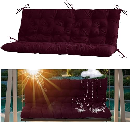 Miniatura 42 de Cojín para columpio de 2-3 plazas, cojines para exteriores con respaldo grueso de 4 pulgadas, almohadilla antidecoloración impermeable para jardín,