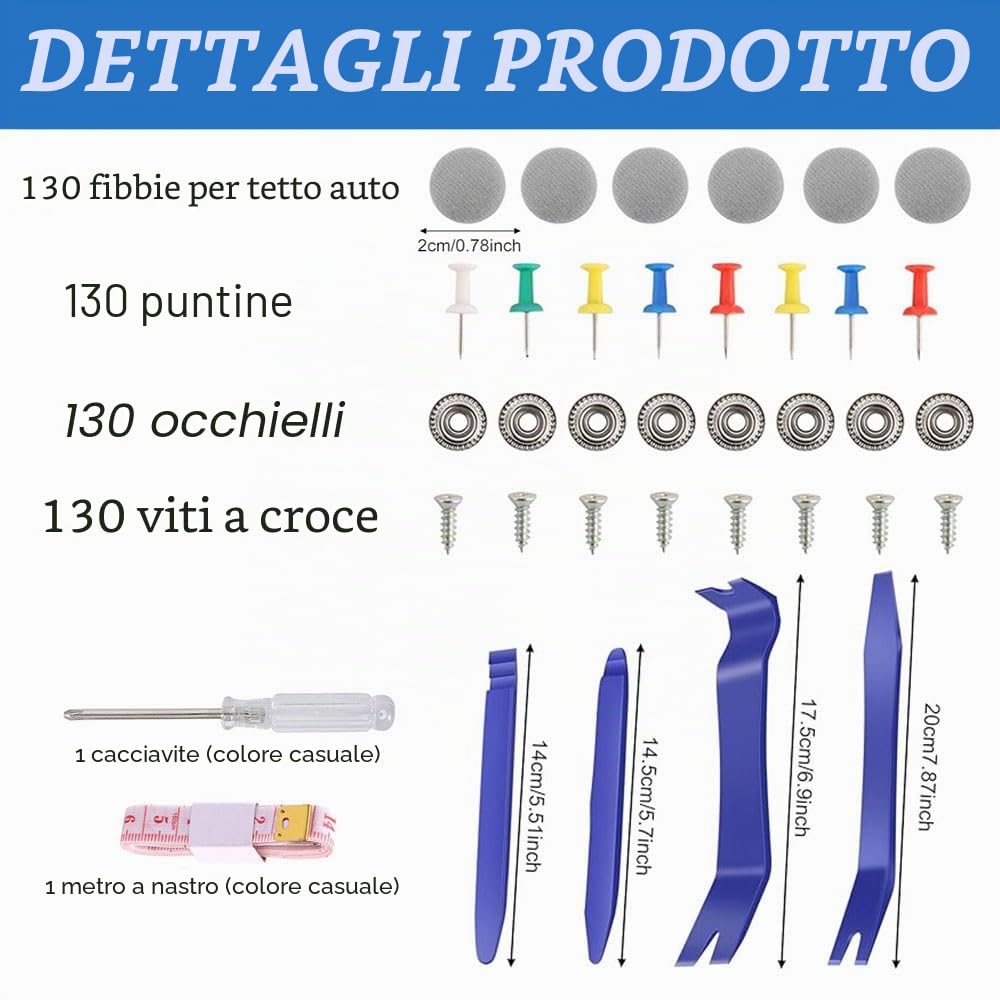 kit riparazione tetto auto interno,puntine per cielo auto grigio,kit cielo auto,kit riparazione cielo auto,kit ripara cielo auto,rivetti automobile,cielo auto scollato rimedi fai da te