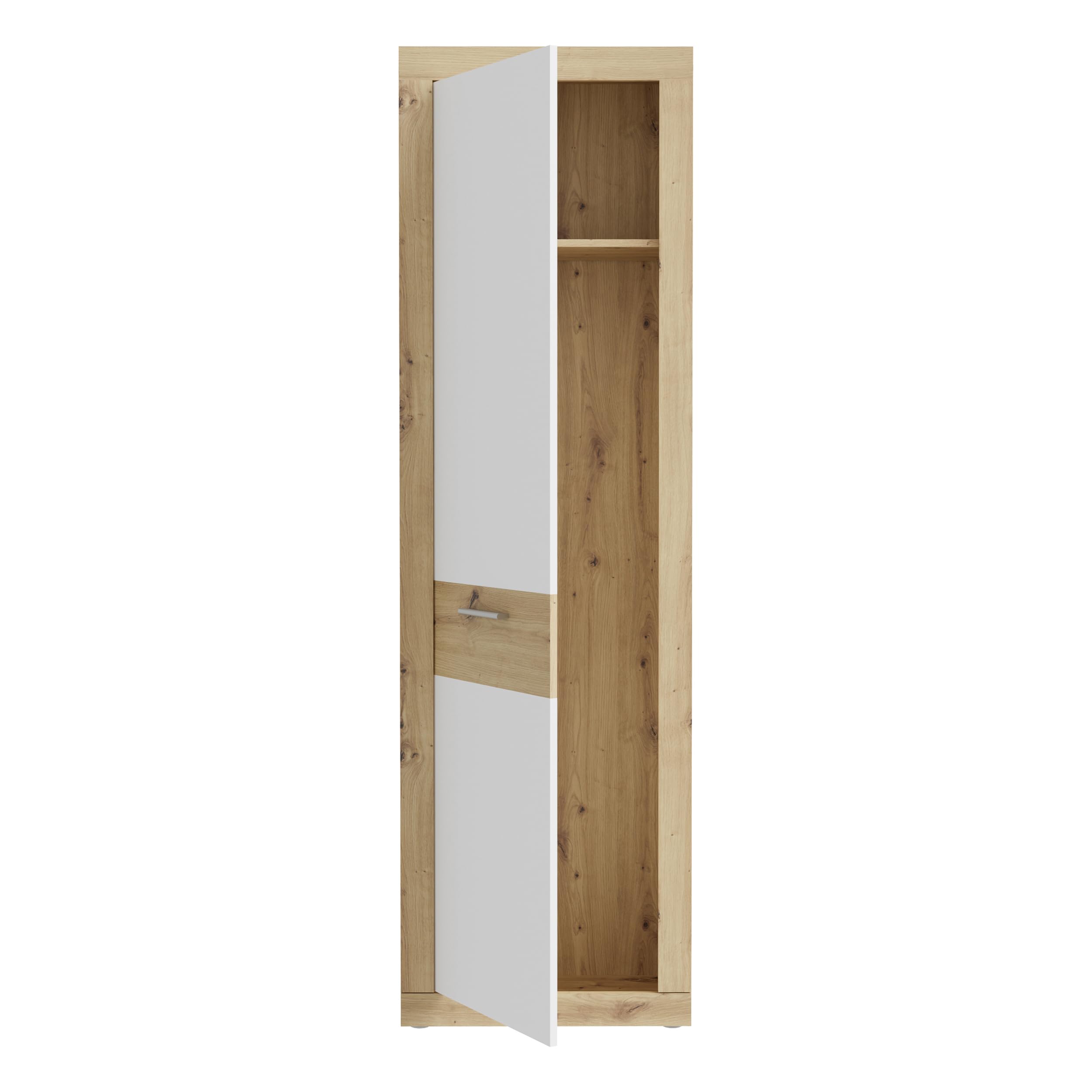 Forte BACCIO Garderobenschrank 60, moderner Flurschrank, 1-türig, Mehrzweckschrank, Holzwerkstoff, Artisan Eiche|Weiß, 58,3 cm breit x 196,8 cm hoch x 33,8 cm tief