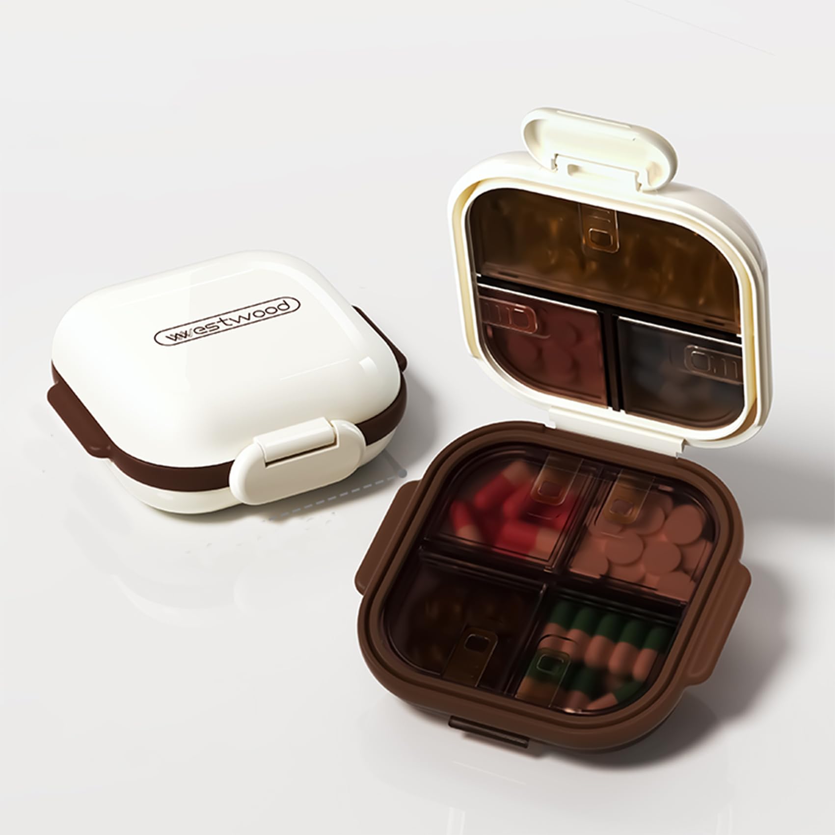 Travel Pill Organizer, 8 Compartments Portable Pill Case, Daily Pill Box to Hold Vitamins, Small Pill Container for Pocket Purse Medicine Organizer (