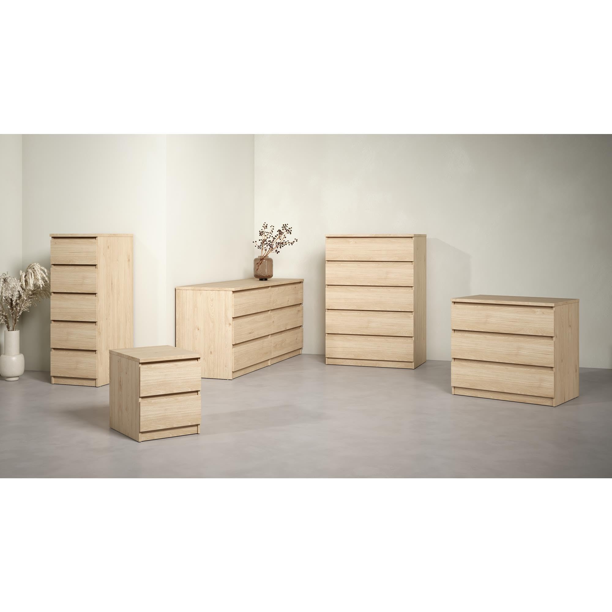 Cómoda, Cajonera Dormitorio SIL Oak con 3 Cajones, Color Jackson Hickory, 77 x 50 x 71 cm