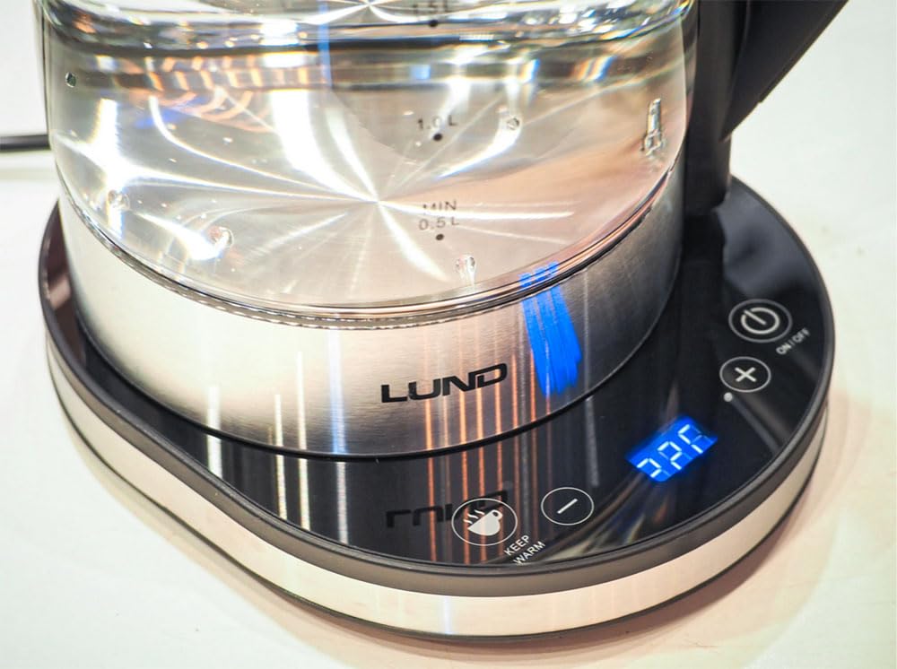 Bollitore in vetro da 1,8 l, con regolazione della temperatura 20-100 °C, 2200 W, anello LED, base a 360°, funzione di mantenimento in caldo