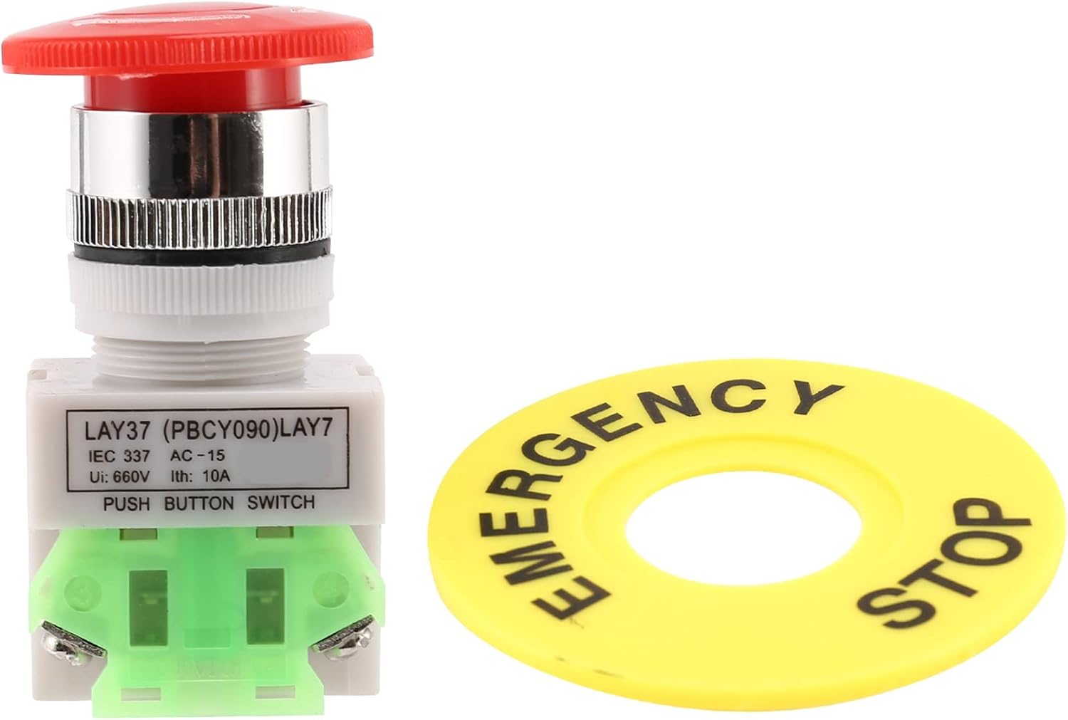 Cappuccio A Fungo Rosso 1NO 1NC DPST AC 660V10A Interruttore A Pulsante Industriale Di Arresto Di Emergenza ElectronicSwitch (Color : Type F - Foto 7