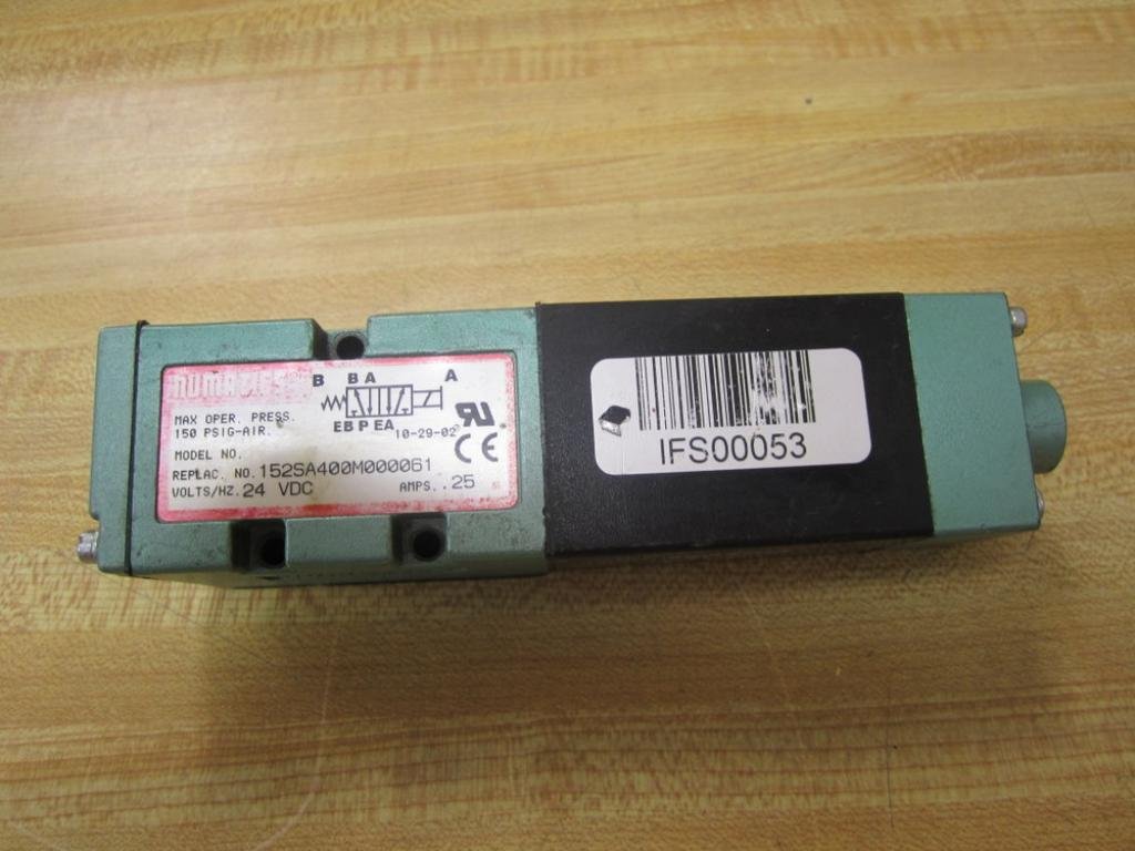 ASCO Numatics152SA400M000061 Mark 15 Directional Control Valve, 1/4", Direct Solenoid, Spring Return, 2 Position, 4-Way (5/2), NPTF Pressure Ports, 24 VDC