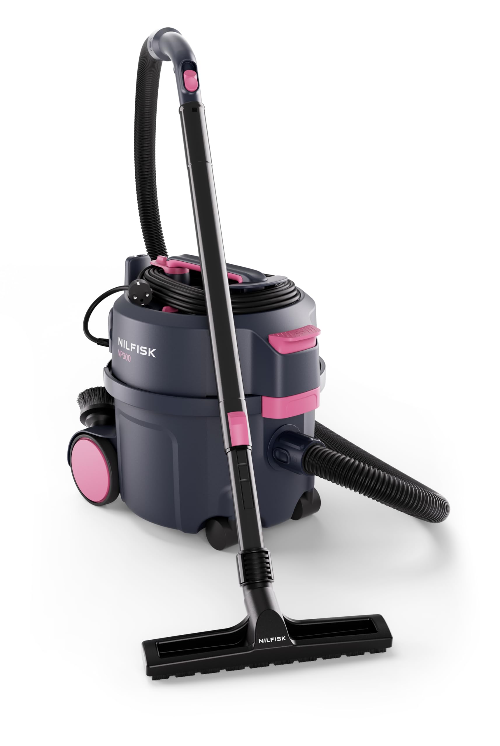 Nilfisk VP300 HEPA Pink T EU (aspirateur professionnel, faible niveau de bruit, filtre HEPA, léger, limité, interrupteur marche/arrêt robuste, avec accessoires, aspirateur à sec) VP300 HEPA Pink T EU