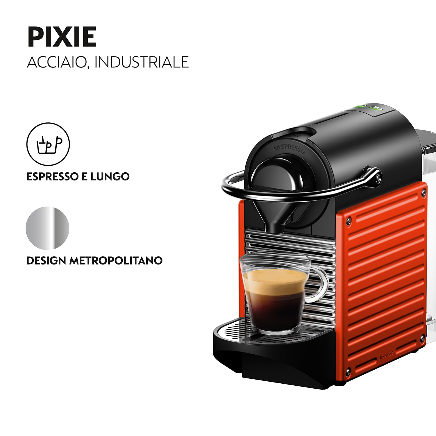 Nespresso Pixie XN3045, Macchina da caffè di Krups, Sistema Capsule Nespresso, Serbatoio acqua 0.7L, Electric Red