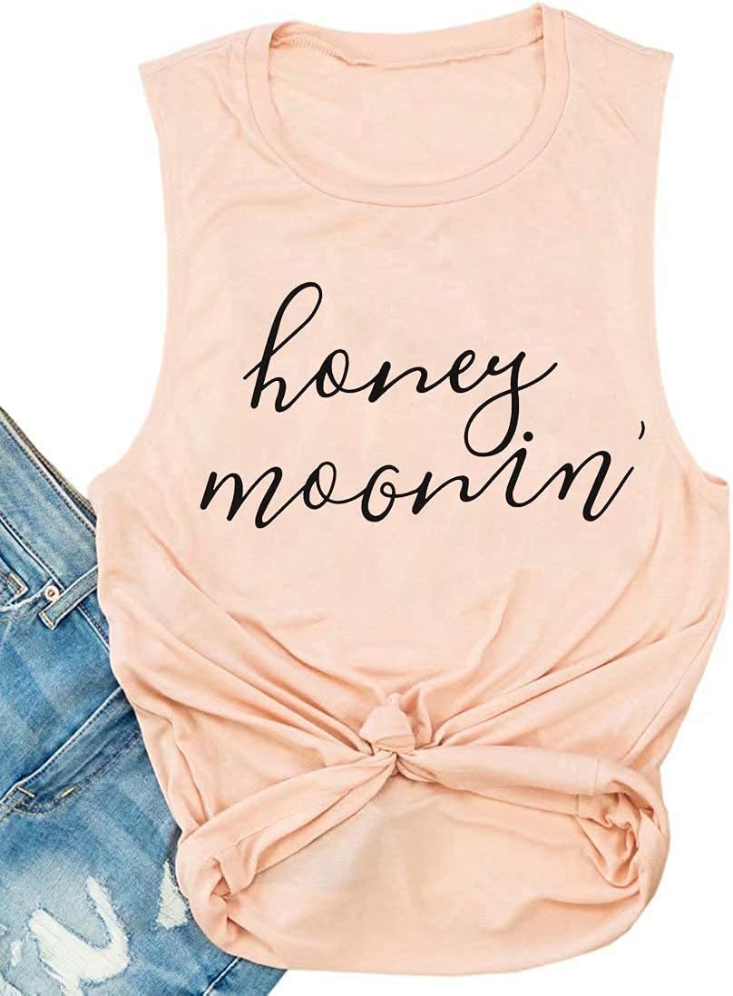 XMNDSBride Tank Tops Women Cute Wedding Honeymoon Tanks Engagement Announcement Bachelorette Party Tees Shirt