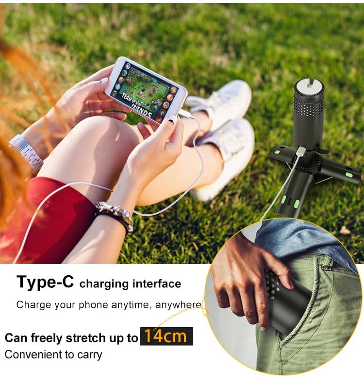 Miniatura 8 de Luces de campamento recargables, linterna de campamento desmontable con soporte, lámpara telescópica impermeable para campamento, luz magnética para