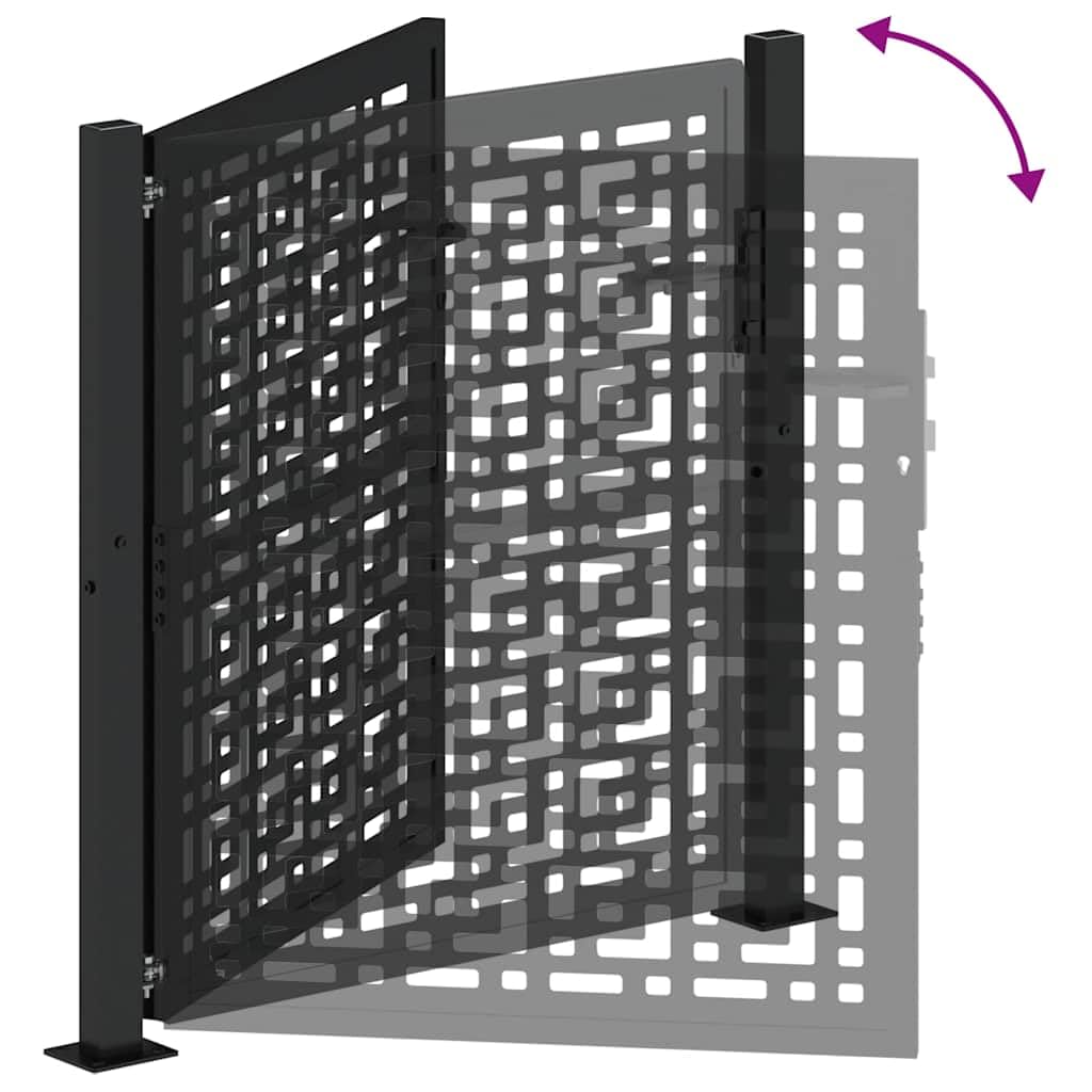 4100999 Cancello da giardino 105 x 106 cm, in acciaio nero, design a croce, in ferro battuto zincato, cancello a battente per ingresso sicuro all'aperto