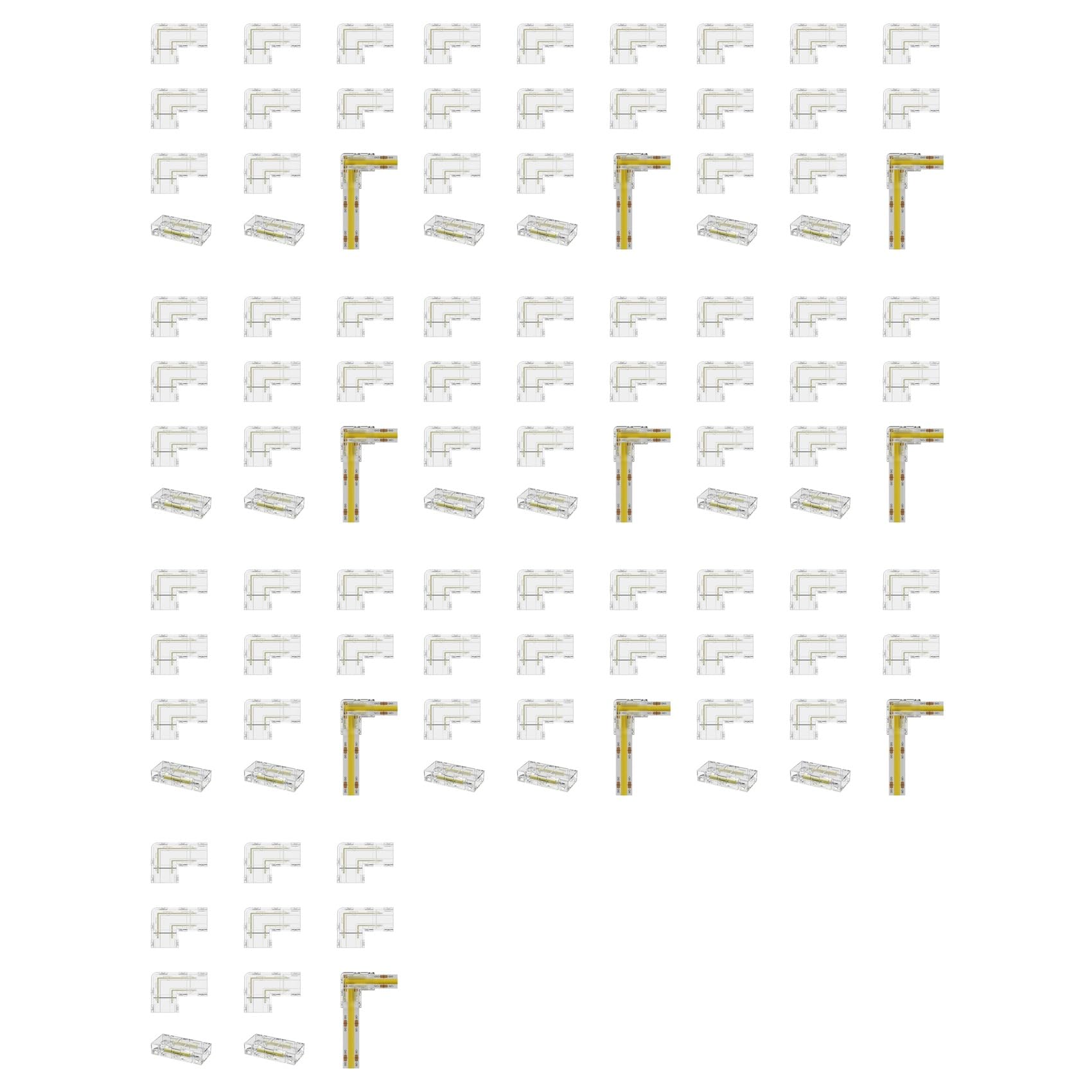 Jnchdghwa 8mm COB Connector 80Pc L-Shaped/Corner Connector,20Pc Gapless Connectors,NOT for 10mm Tape Lights