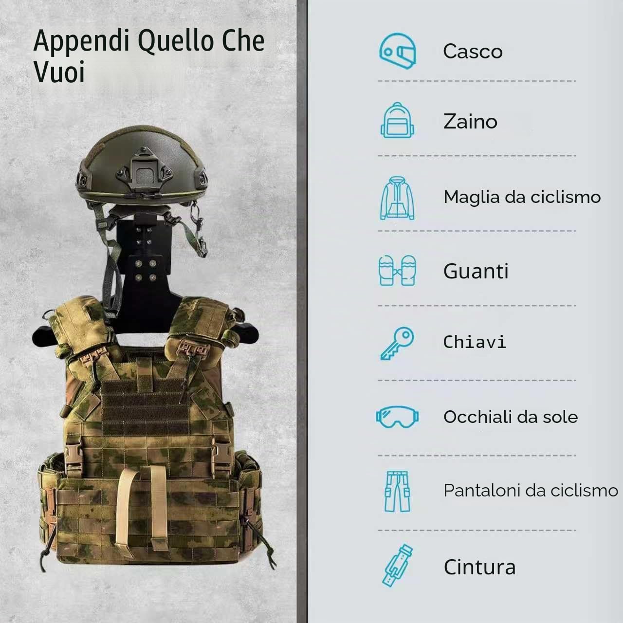Appendi Casco Moto da Parete - Porta Casco con Ganci per Guanti e Giacca - Moto Accessori per Motociclette, Calcio, Sci e Tattico