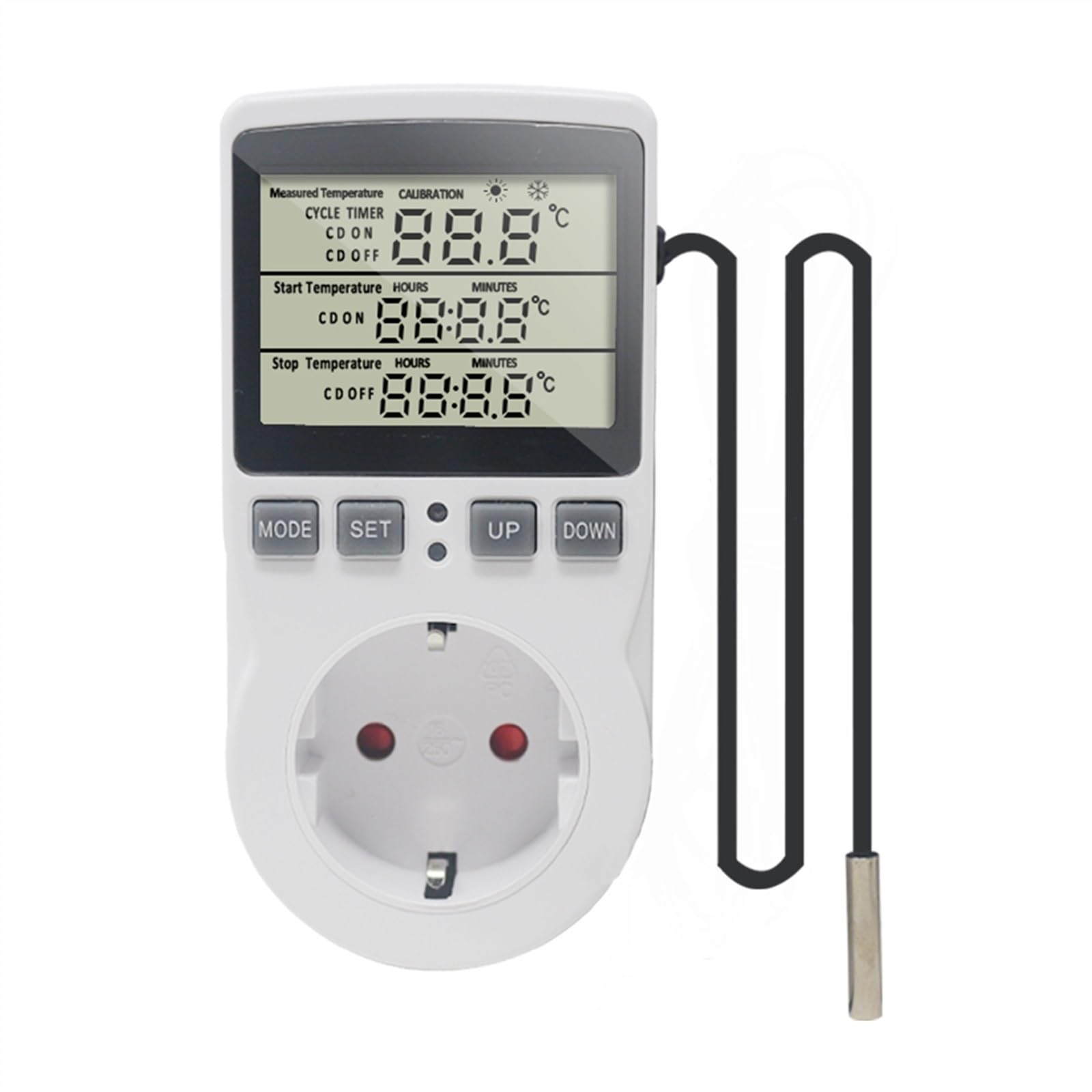 Prise de minuterie numérique KT3100, 230V, 16a, Thermostat de synchronisation, contrôleur Thermique Programmable, Tapis Chauffant, Coussin Chauffant (Color : FR Type 3m Sensor)